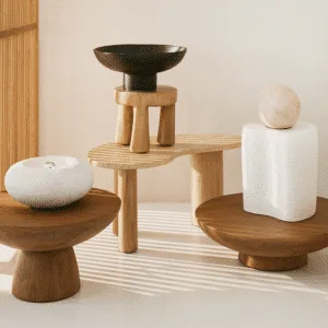 Lampe ronde à poser en grès