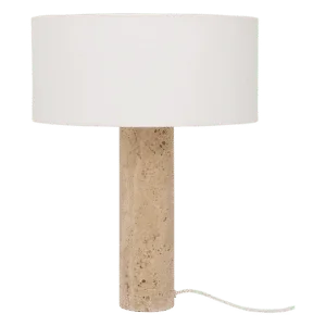 Lampe à poser avec pied en travertin