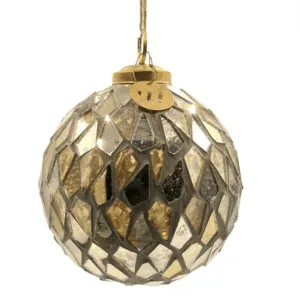 Boule de Noël mosaïque avec attache en laiton