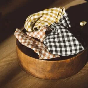 Serviette de table en lin lavé imprimé Vichy – 3 coloris