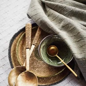 Nappe en coton gris et rayures en lurex Madam Stolz