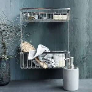 Panier double « Bath » en finition argentée House Doctor