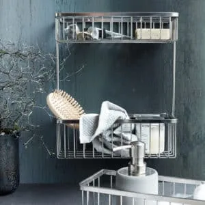 Panier double « Bath » en finition argentée House Doctor