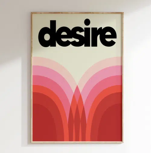 Affiche A4 "Desire" noir et rose