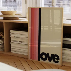Affiche « Love » typographie noir à rayures A4