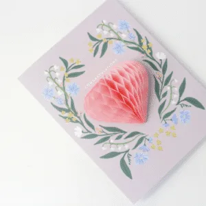 Carte « Félicitations » avec coeur rose pop up en relief