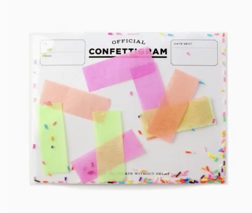 Carte confettis multicolores