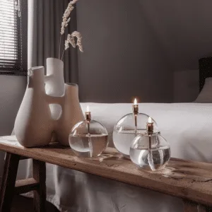 Lampe à huile ronde « Classique » – Taille S / M / L en verre lisse Peri Living