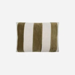 Housse de coussin à larges rayures vert olive et lin « Amber » – House Doctor