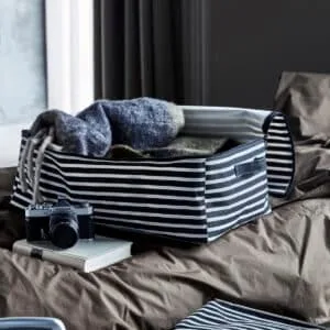 Boîte de rangement en toile de coton, housse à rayures noir et blanc – House Doctor