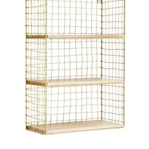 Etagère métallique en laiton doré et bois de manguier – Madam Stoltz