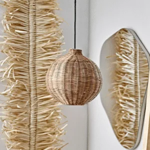 Lampe suspension en rotin ronde « Jamilla » – Bloomingville