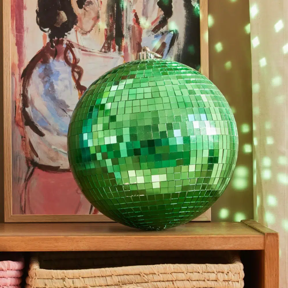 Boule à facettes verte 25 cm - boule disco déco Rice