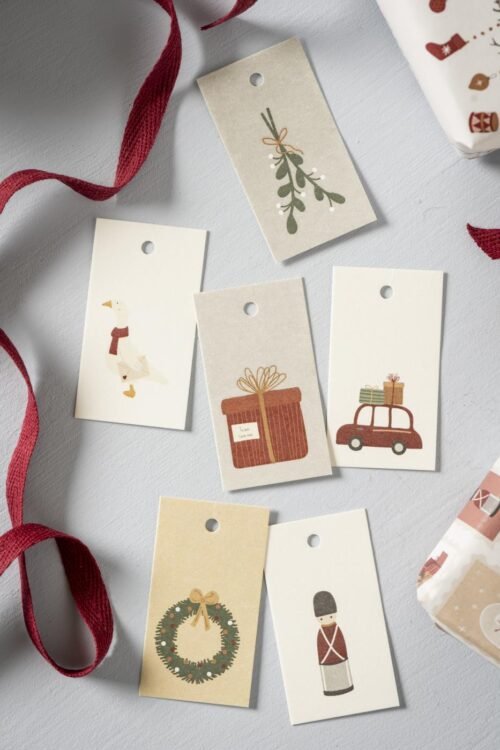 Lot de 6 étiquettes cadeaux illustrées "Noël" - Ib Laursen