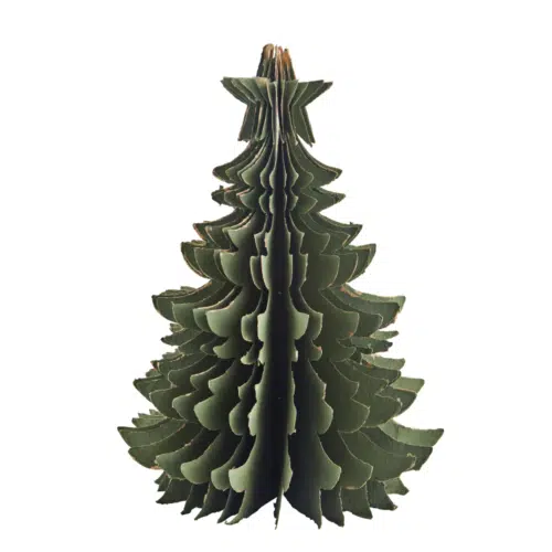 Sapin en papier vert foncé et doré, décoration de Noël