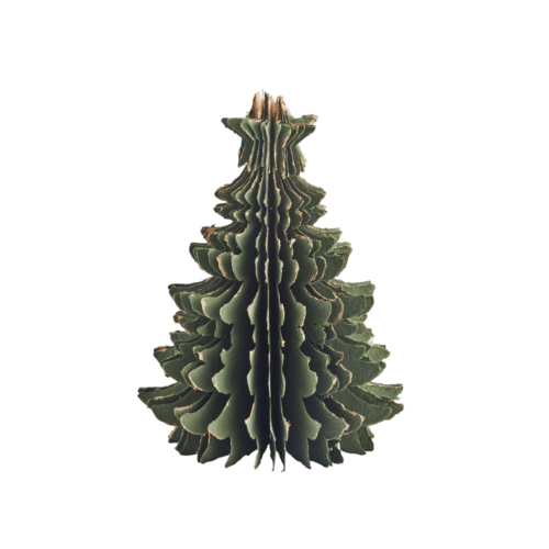 Sapin en papier vert foncé et doré, décoration de Noël