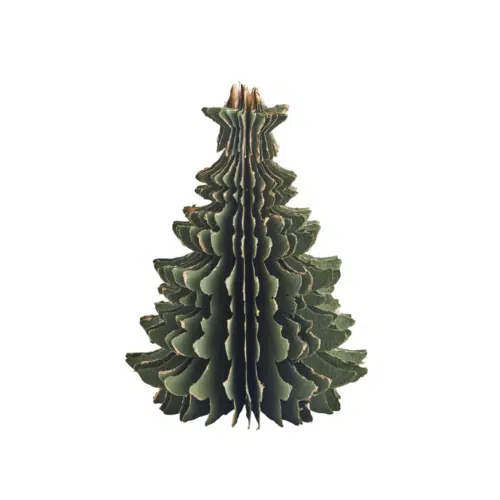 Sapin en papier vert foncé et doré, décoration de Noël