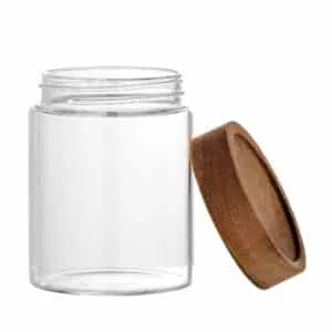 Pot en verre avec couvercle en bois « Kauna » Bloomingville – 2 tailles