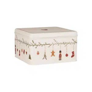 Boîte à biscuits métallique carrée « Guirlande de Noël » – Ib Laursen