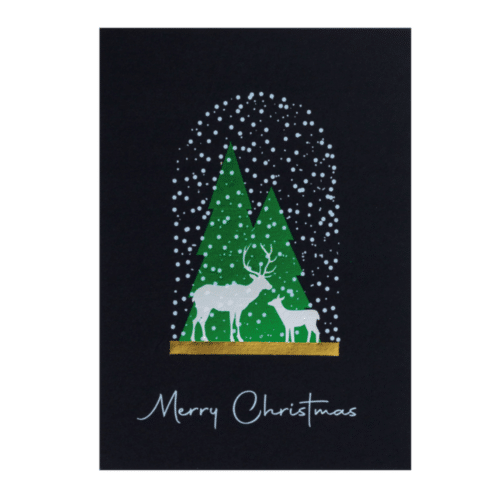 Carte de Noël "Merry Christmas" illustration paysages d'hiver sous cloche - Räder