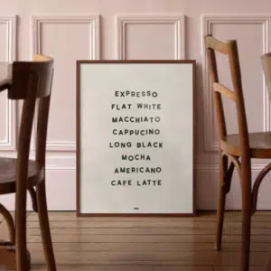 Affiche minimaliste « Types de cafés » A3 – Studio Topo