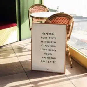 Affiche minimaliste « Types de cafés » A3 – Studio Topo