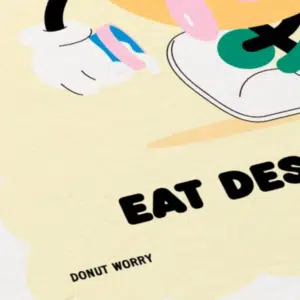 Affiche donut cartoon illustrée « Life is short » – format A3