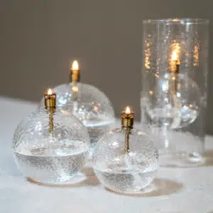 Lampe à huile ronde en verre martelé et laiton Peri Living, 2 tailles – Twicy Store