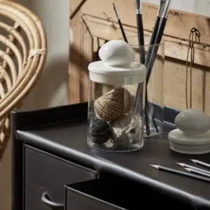 Bocal de conservation « Plum » en verre avec couvercle en céramique blanc, 2 tailles – Nordal