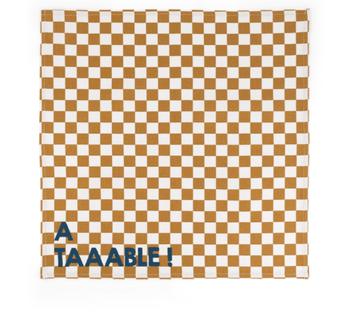 Serviette en coton motif damier "A table" coloris caramel