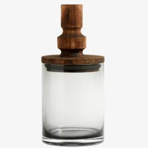 Bocal en verre avec couvercle en bois sculpté « Salvie » 2 tailles – Twicy Store