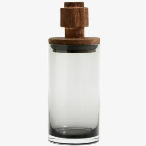 Bocal en verre avec couvercle en bois sculpté « Salvie » 2 tailles – Twicy Store