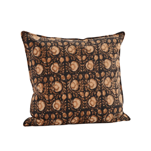 HOUSSE DE COUSSIN IMPRIMÉE À FRANGES marron, orange, pêche – TWICY STORE