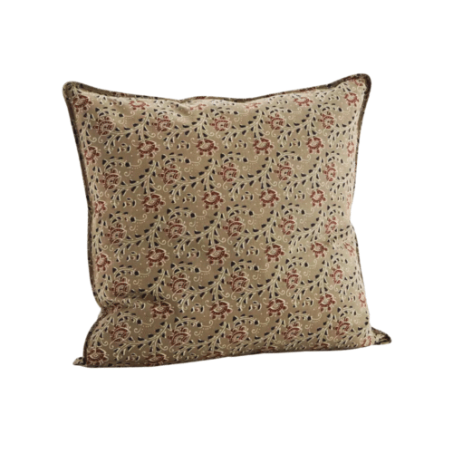 Housse de coussin imprimé en coton Grège, paprika, noir, blanc cassé