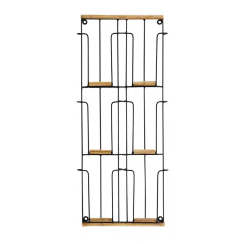Porte-carte en métal noir et bois