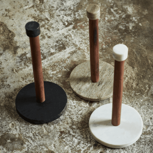 Porte essuie-tout, dévidoir en bois d'acacias et marbre - Twicy Store