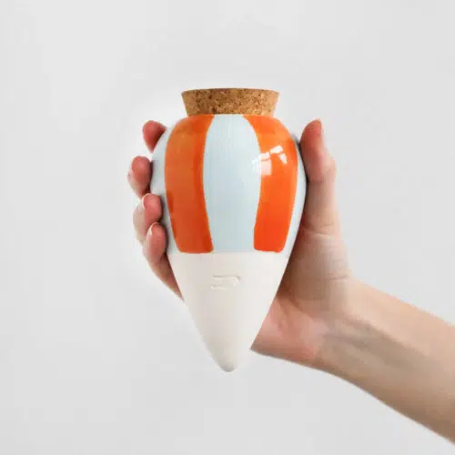 Olla à rayures orange et bleu