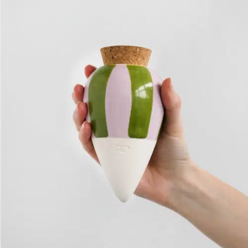 Olla à rayures vert et lilas