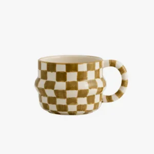 Tasse « Ysia » en grès motif damier vert – Twicy Store