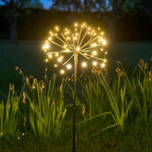 Lampe solaire "Fleur Dandelion" 35 cm - Twicy Store planté en extérieur et illuminés la nuit