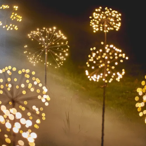 Lampe solaire "Fleur Dandelion" 35 cm - Twicy Store planté en extérieur et illuminés la nuit