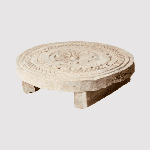 Plateau rond sur pieds en bois sculpté "Treasure" - Twicy Store