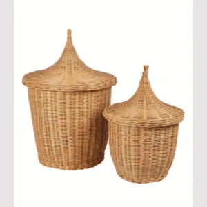 Set de deux paniers en rotin avec couvercle « Pallas » – Twicy Store