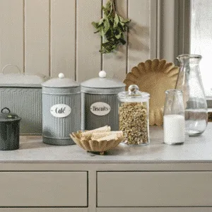 Boîte à biscuits avec couvercle en métal beige « Hugo » – Twicy Store