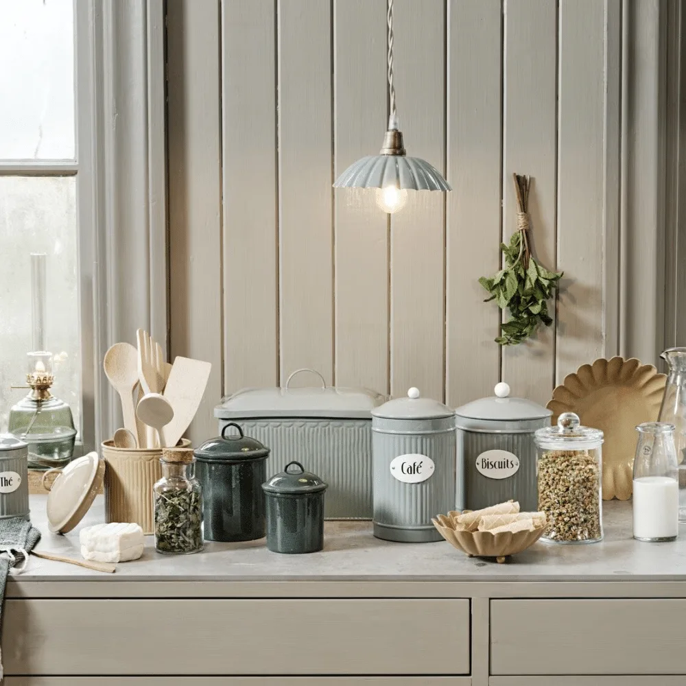 Boîte à biscuits avec couvercle en métal beige "Hugo" - Twicy Store