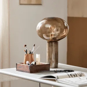 Lampe de table « BES » en marbre et verre fumé H45 cm – Twicy Store