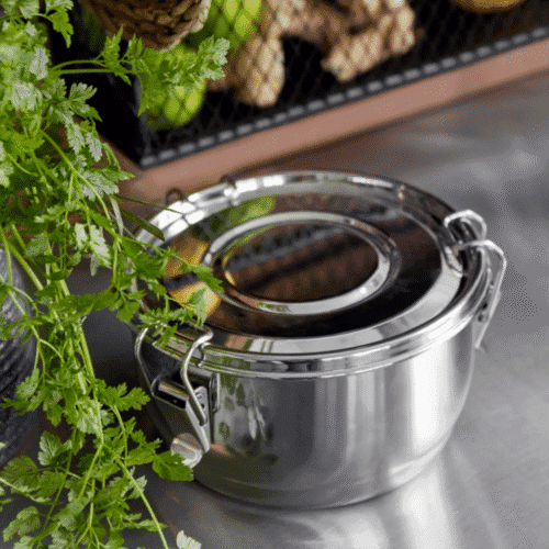 Lunch box ronde "Cani" en acier inoxydable Ø15 cm - Twicy Store
