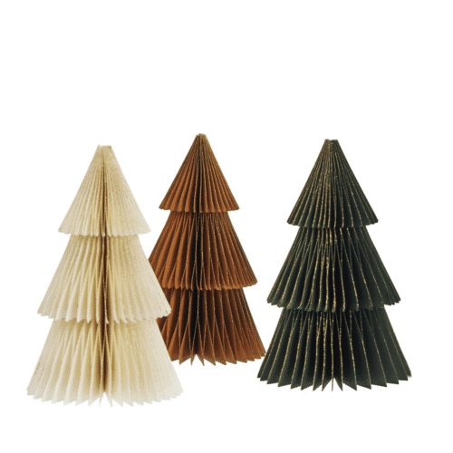 Set de 3 petits sapins en papier à bord pailleté, déco de Noël scintillante | Twicy Store