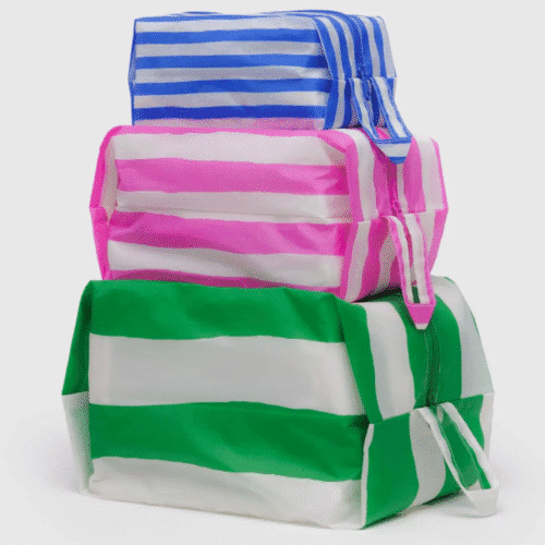 Set de 3 trousses de voyage à rayures, pochettes pour organiser votre valise - Twicy Store