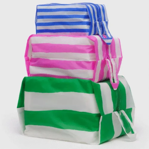 Set de 3 trousses de voyage à rayures, pochettes pour organiser votre valise - Twicy Store